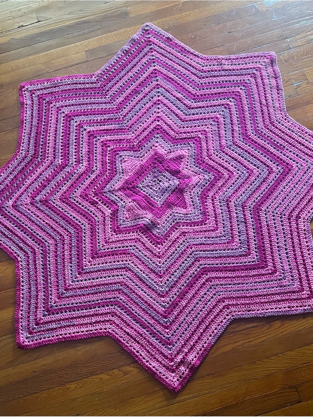 Star-Shaped Crochet Afghan 8 point, retro, 64”